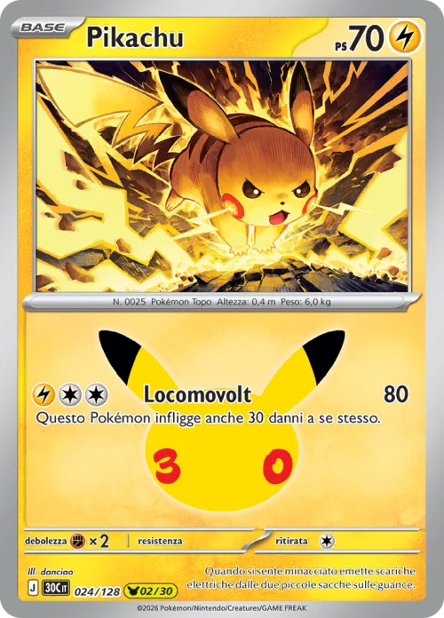 Pikachu 024/128 30° Anniversario