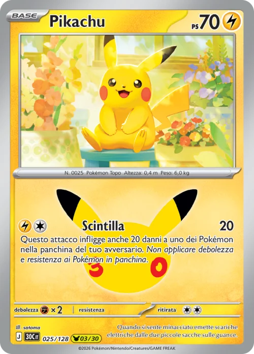 Pikachu 025/128 30° Anniversario