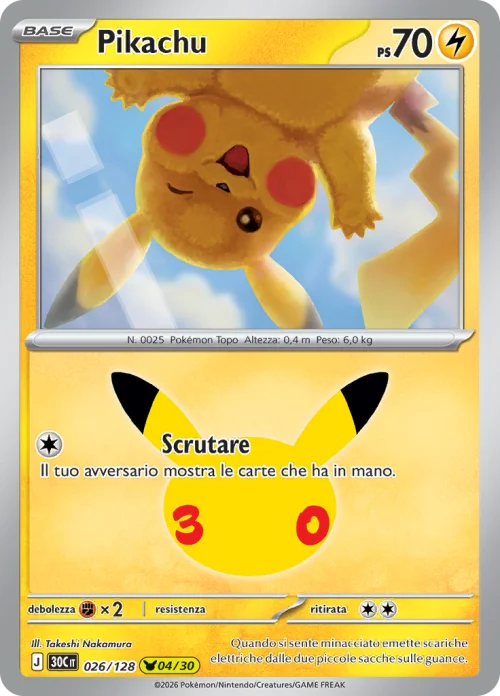 Pikachu 026/128 30° Anniversario
