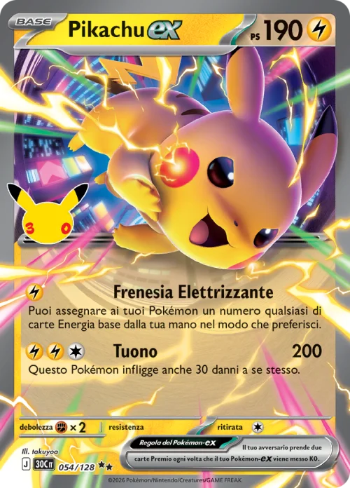Pikachu EX 054/128 30° Anniversario