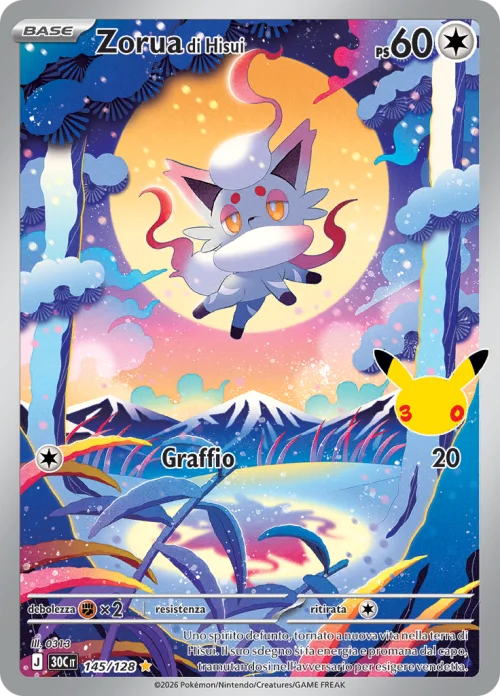 Zorua di Hisui 145/128 30° Anniversario