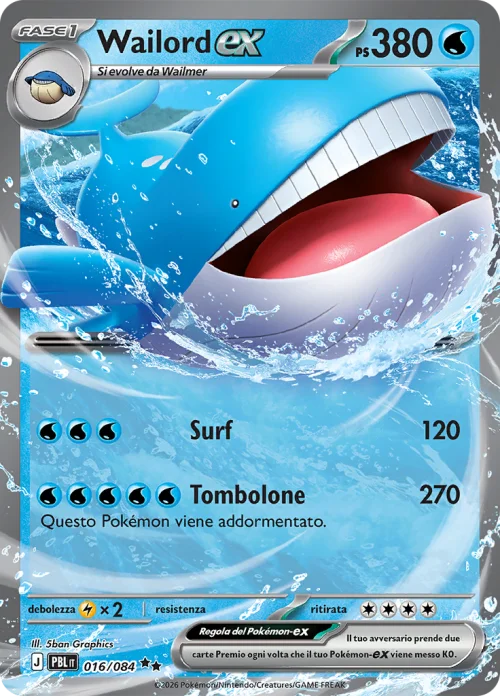 Wailord EX 016/084 Buio Pesto